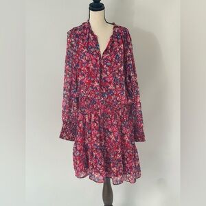 Chelsea28 Women’s Size XXL Floral Print‎ Chiffon Long Sleeve Dress Red
